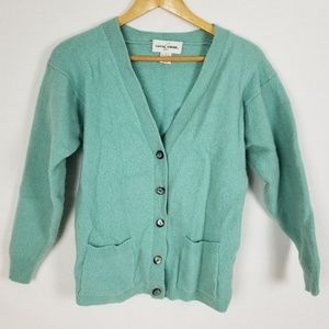 100% lambwool teal cardigan